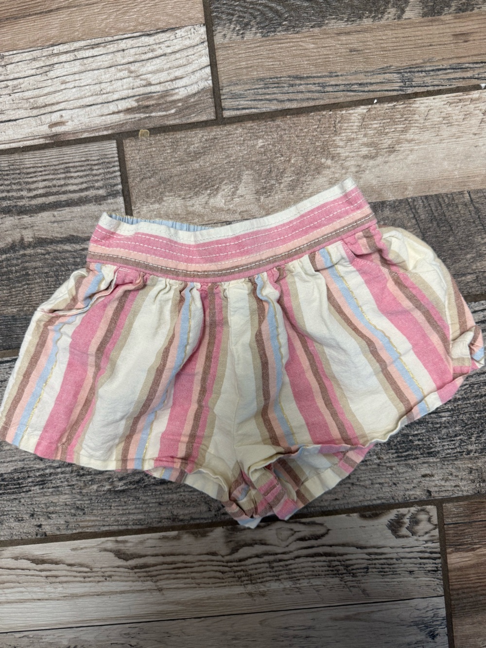 Janie and Jack Pink, Cream & Blue Striped Girls' Shorts